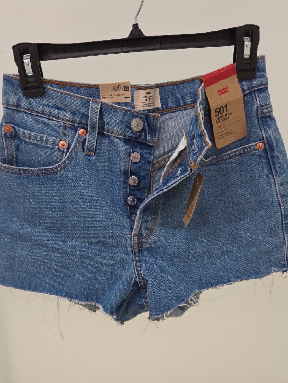 Levi's 501 Original Cutoff Denim Shorts - Medium Blue - Picture 5 of 5